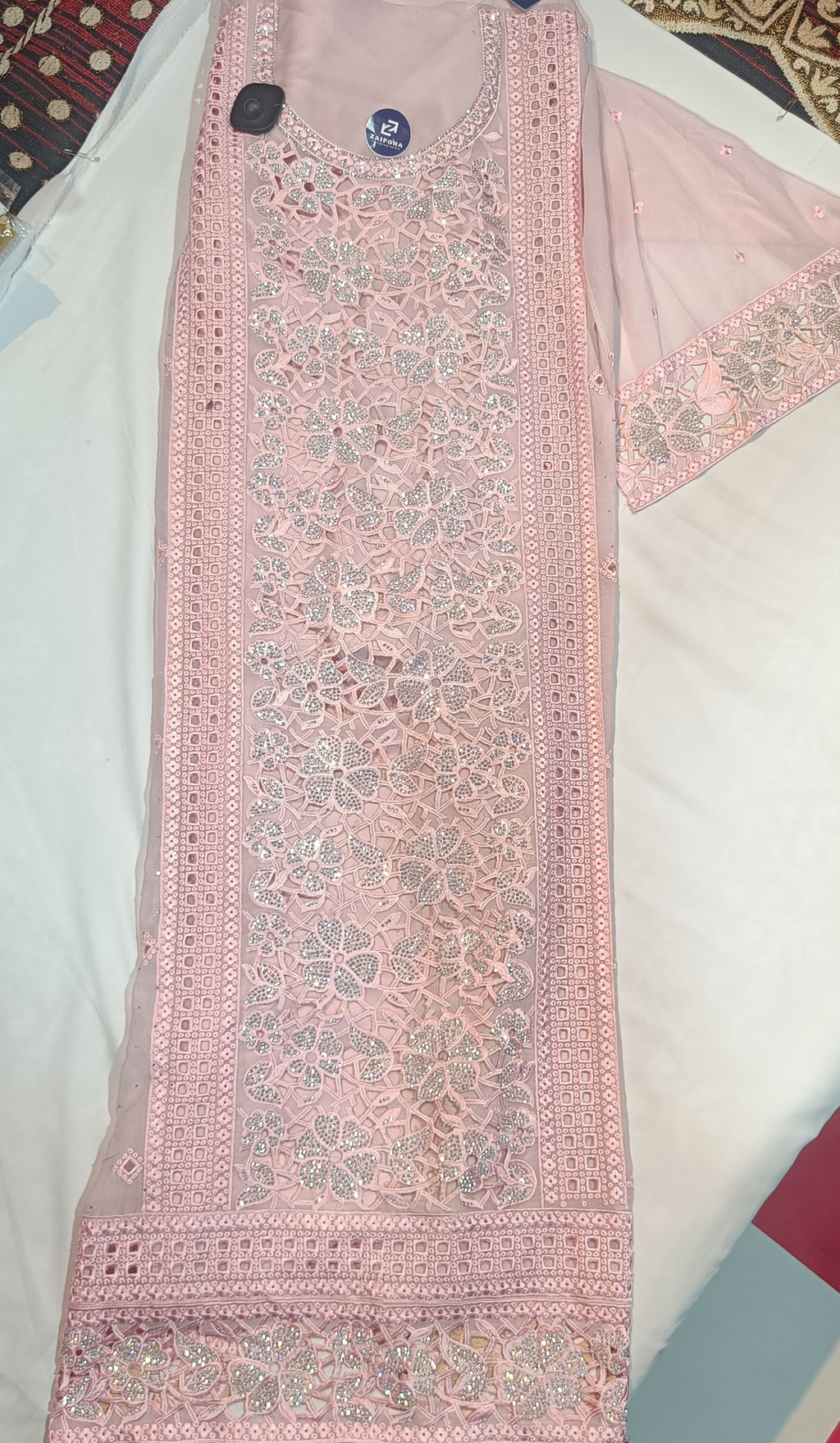 Fancy Boring work on georgette fabric