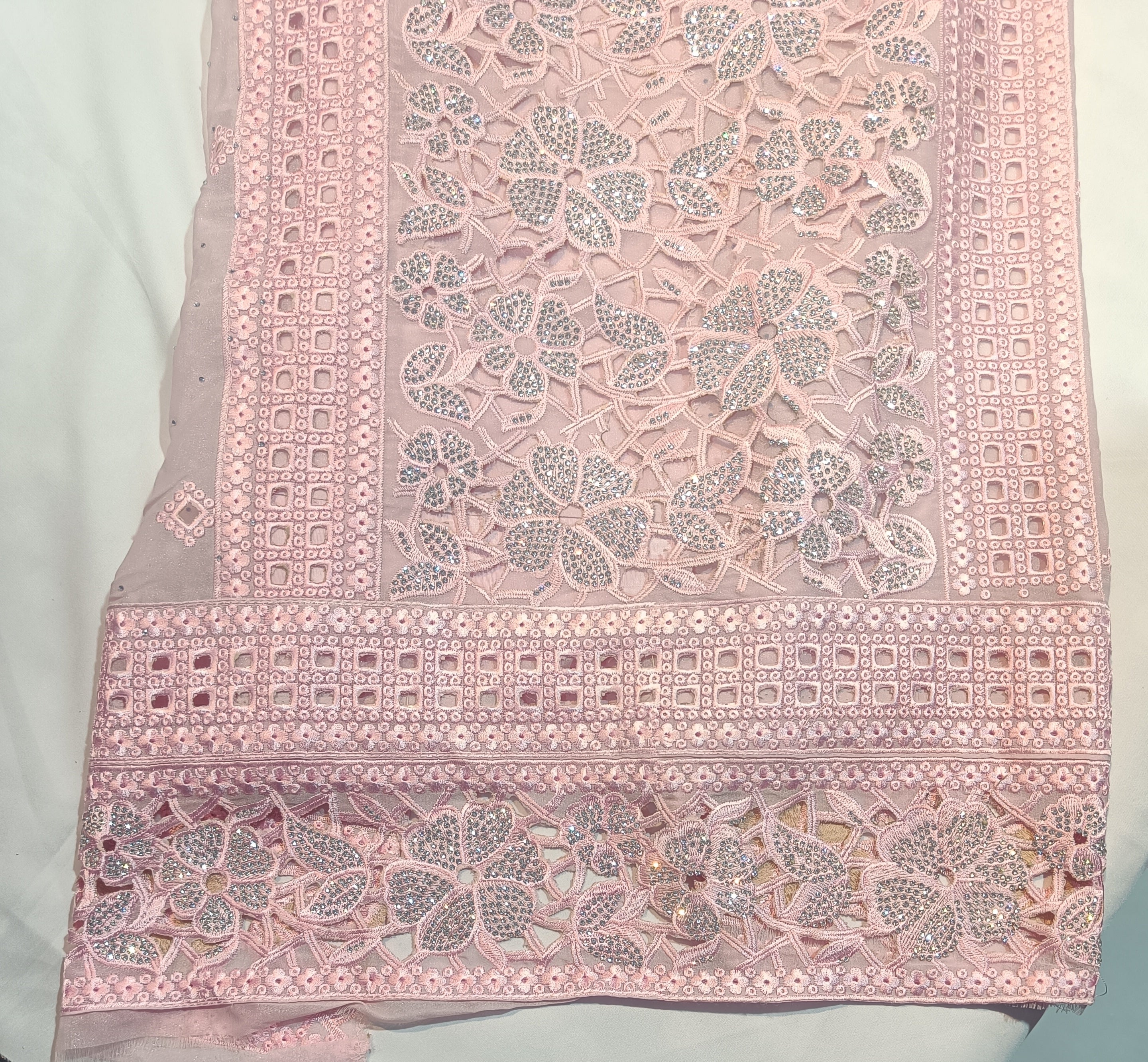 Fancy Boring work on georgette fabric